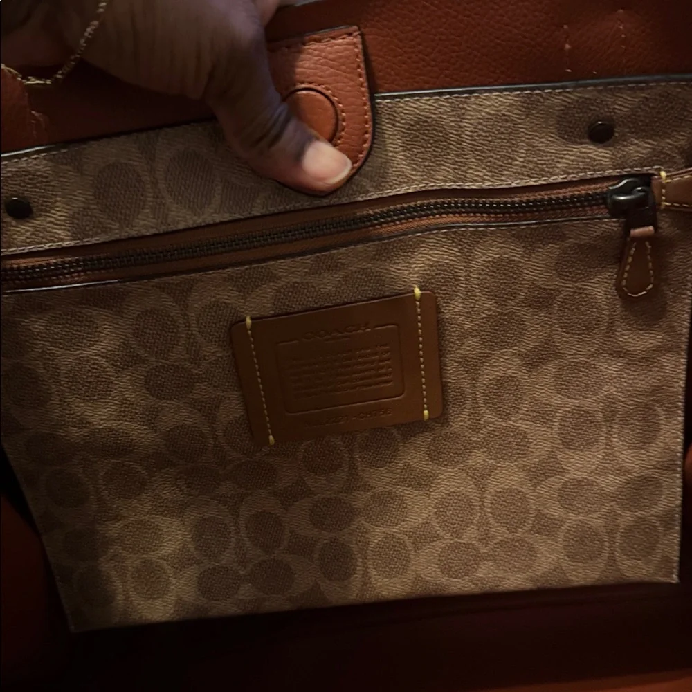 Coach Leatherware Dark Gray Tote with Brown Handles - Picture 2 of 4